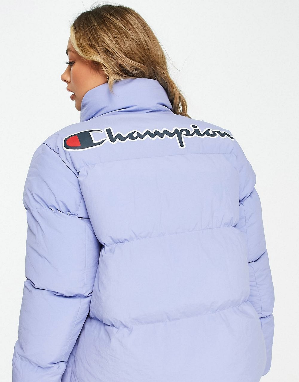 Small Logo Puffer Jacket In Blue - Image 4